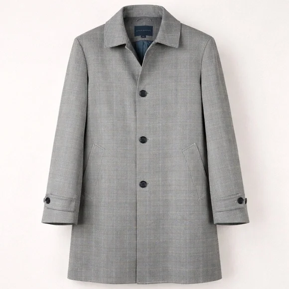 Banana Republic Mens Plaid Wool Blend Coat L Tailored Quiet Luxury Dark Academia - Picture 1 of 16